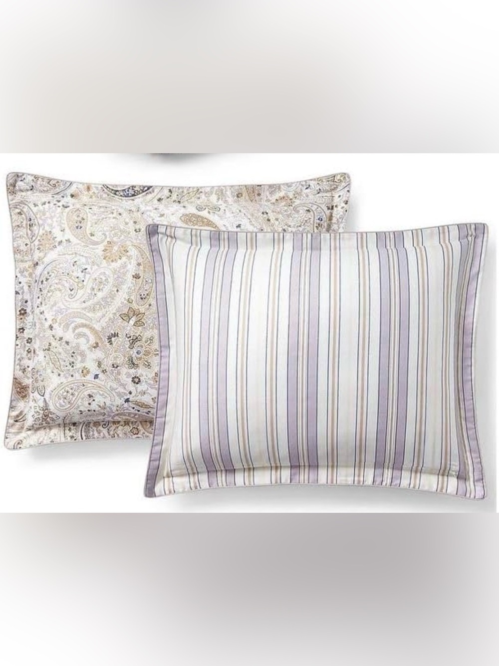 2 Vintage Ralph Lauren Estella Paisley/Stripe Pillow Shams Cotton Bohemian